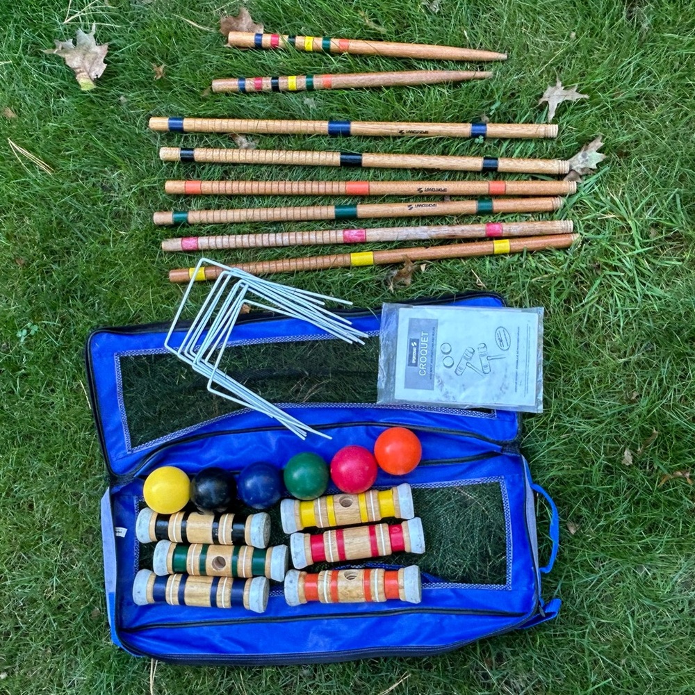 Sportcraft Outdoor Croquet Set 6 Player w/ Carrying Bag Instructions Vintage